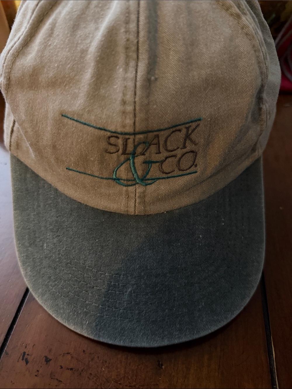 Slack & Co. Vintage Two-Tone Baseball Cap in Khaki and Forest Green
